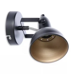 Wandstrahler 1-flammig schwarz/gold Ø 105 mm