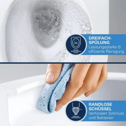 Wand-WC 'Euro Keramik' spülrandlos inklusive WC-Sitz weiß