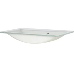Waschbecken eckig 'Kara' Glas weiß 80 x 14,5 x 50