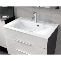 Waschbecken eckig 'Kara' Glas weiß 80 x 14,5 x 50