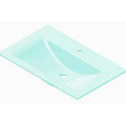 Waschbecken eckig 'Kara' Glas mintgrün 80 x 14,5 x 51 cm