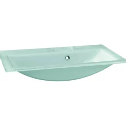 Waschbecken eckig 'Kara' Glas mintgrün 80 x 14,5 x 51 cm