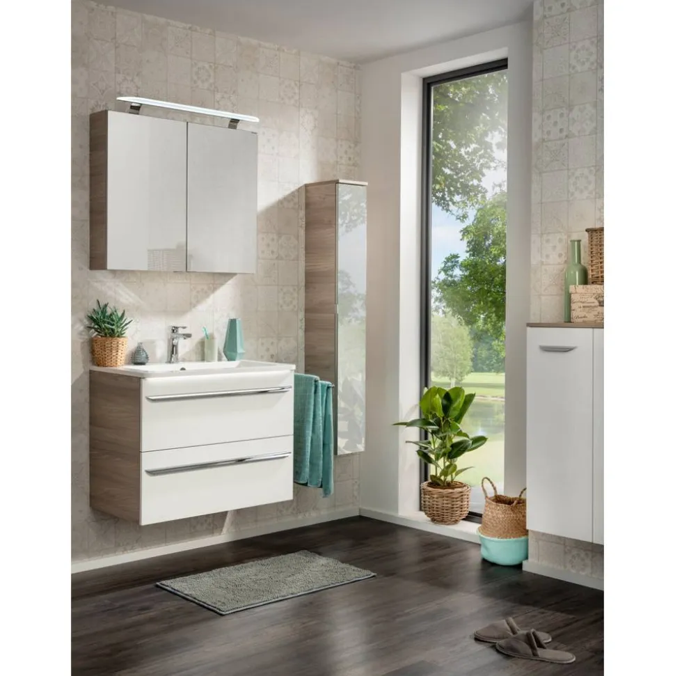 Waschbecken eckig 'Luxor' Gussmarmor weiß 80 x 14,5 x 48,5 cm