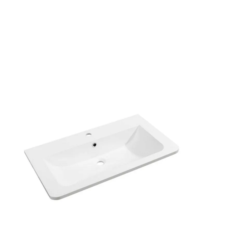 Waschbecken eckig 'Luxor' Gussmarmor weiß 80 x 14,5 x 48,5 cm