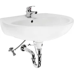Waschbecken halbrund mit Armaturen weiß 60 cm