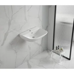 Waschbecken halbrund 'Rivo' weiß 60 x 17 x 45 cm