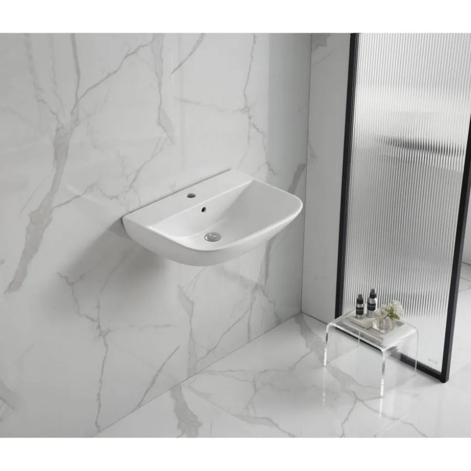 Waschbecken halbrund 'Rivo' weiß 60 x 17 x 45 cm