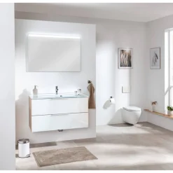 Waschbecken mit Unterschrank 'B.Brillant' asteiche, weiß glänzend 100 x 56 x 50 cm