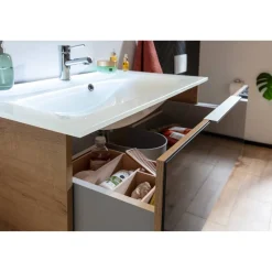Waschbecken mit Unterschrank 'B.Brillant' braun, anthrazit lackiert 80 x 56 x 50 cm
