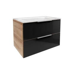 Waschbecken mit Unterschrank 'B.Brillant' braun, anthrazit lackiert 80 x 56 x 50 cm