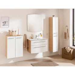 Waschbecken mit Unterschrank 'B.Style' braun, weiß glänzend 83,2 x 54,3 x 46 cm