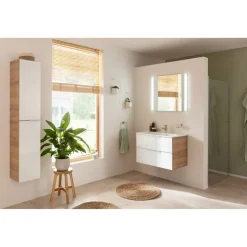Waschbecken mit Unterschrank 'B.Brillant' braun, weiß glänzend 80 x 56 x 50 cm