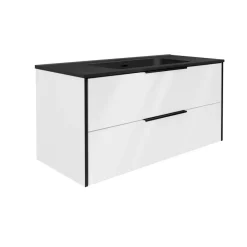 Waschbecken mit Unterschrank 'Flair' weiß/schwarz 101 x 49,3 x 46,5 cm