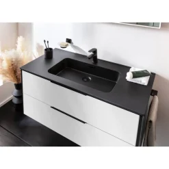Waschbecken mit Unterschrank 'Flair' weiß/schwarz 101 x 49,3 x 46,5 cm