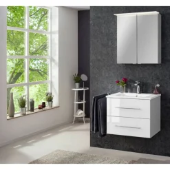 Waschbecken mit Unterschrank 'B.Perfekt' weiß glänzend 62 x 51 x 48 cm