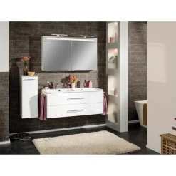 Waschbecken mit Unterschrank 'B.Clever' weiß glänzend 120 x 50,8 x 46 cm