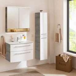 Waschbecken mit Unterschrank 'B.Style' braun, weiß glänzend 83,2 x 54,3 x 46 cm