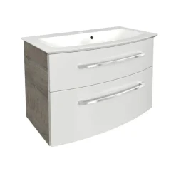 Waschbecken mit Unterschrank 'B.Style' braun, weiß glänzend 83,2 x 54,3 x 46 cm
