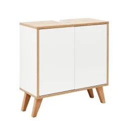 Waschbeckenunterschrank 'Finn' weiß/braun foliert 60 x 50 x 30,5 cm