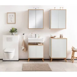 Waschbeckenunterschrank 'Finn' weiß/braun foliert 60 x 50 x 30,5 cm