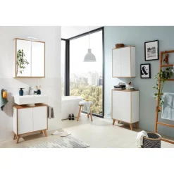 Waschbeckenunterschrank 'Finn' weiß/braun foliert 60 x 50 x 30,5 cm