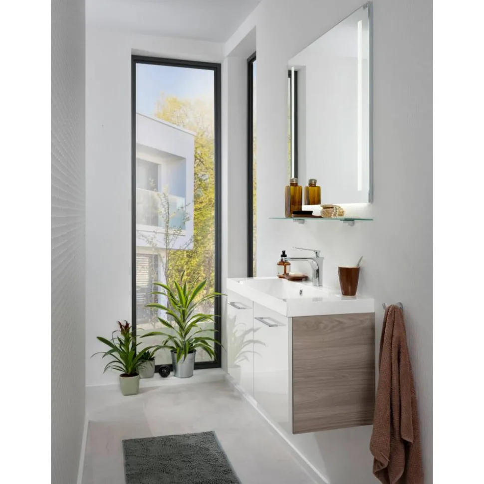 Waschbeckenunterschrank 'Lima' braun, weiß glänzend 80 x 42 x 35 cm