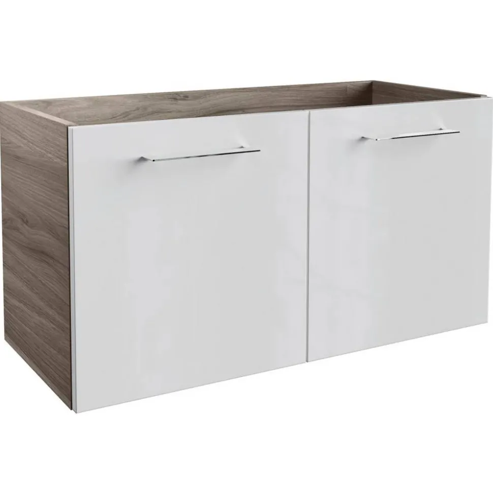 Waschbeckenunterschrank 'Lima' braun, weiß glänzend 80 x 42 x 35 cm