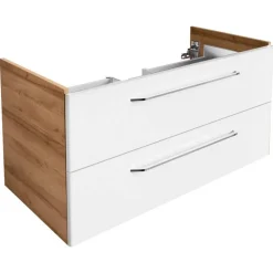 Waschbeckenunterschrank 'Milano' weiß, braun glänzend 100 x 49,5 x 48 cm