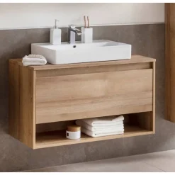 Waschbeckenunterschrank 'Natura' braun matt 93,4 x 52,3 x 45,5 cm
