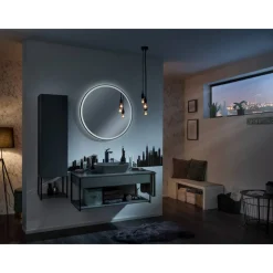 Waschbeckenunterschrank 'New York' grau, schwarz matt 108 x 43 x 47,5 cm