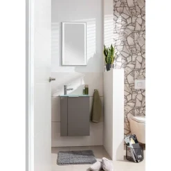 Waschbeckenunterschrank 'SBC' grau matt 44 x 60 x 24,3 cm links