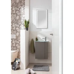 Waschbeckenunterschrank 'SBC' grau matt 44 x 60 x 24,3 cm links