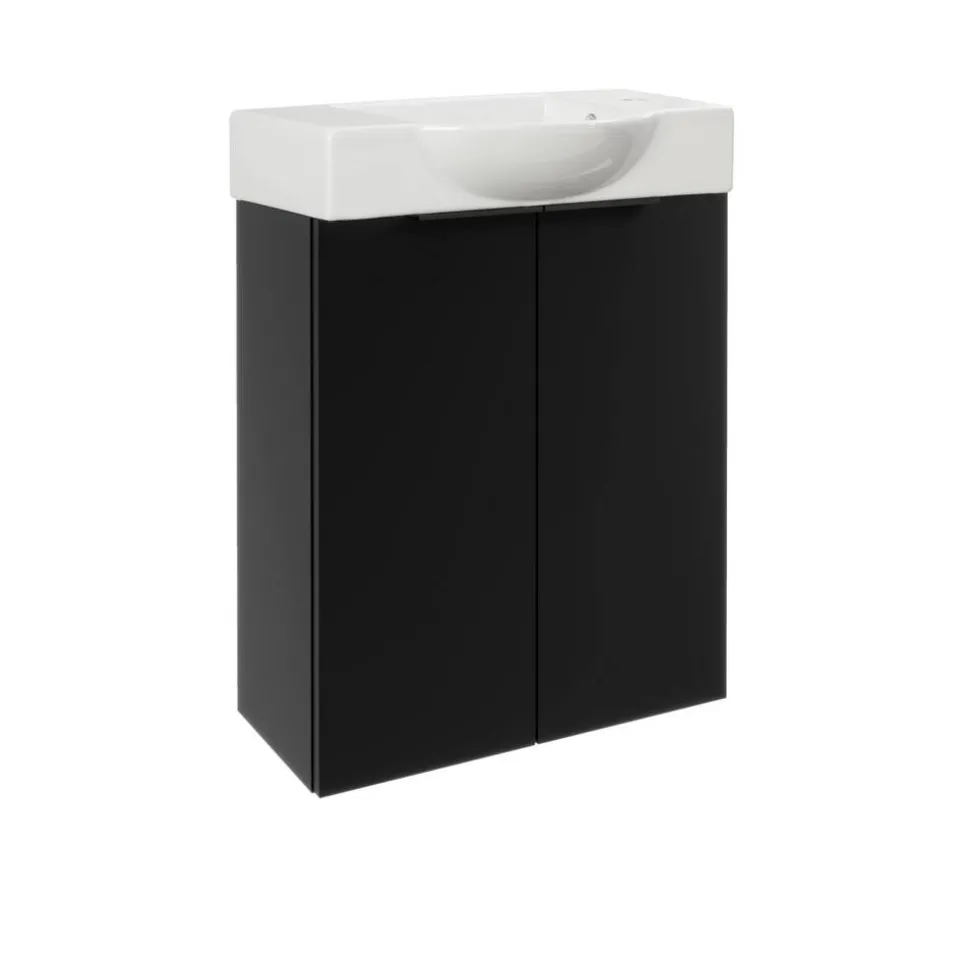 Waschbeckenunterschrank 'SBC' schwarz matt 52 x 60 x 24 cm