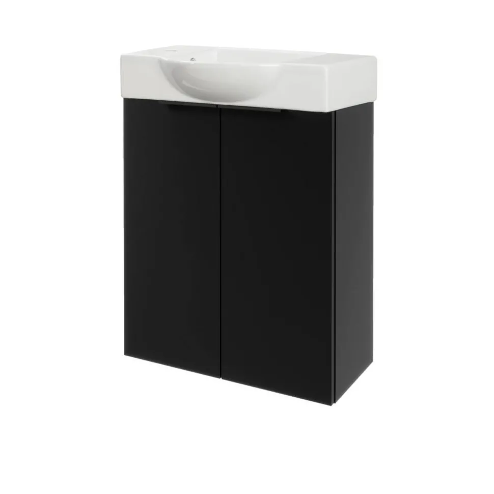 Waschbeckenunterschrank 'SBC' schwarz matt 52 x 60 x 24 cm