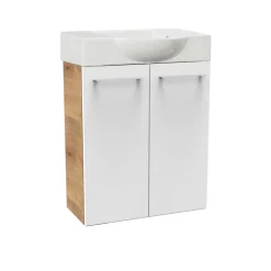 Waschbeckenunterschrank 'SBC' braun, weiß glänzend 52 x 60 x 24,3 cm