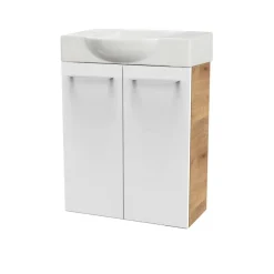 Waschbeckenunterschrank 'SBC' braun, weiß glänzend 52 x 60 x 24,3 cm