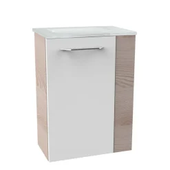 Waschbeckenunterschrank 'SBC' braun, weiß glänzend 44 x 60 x 24,3 cm links