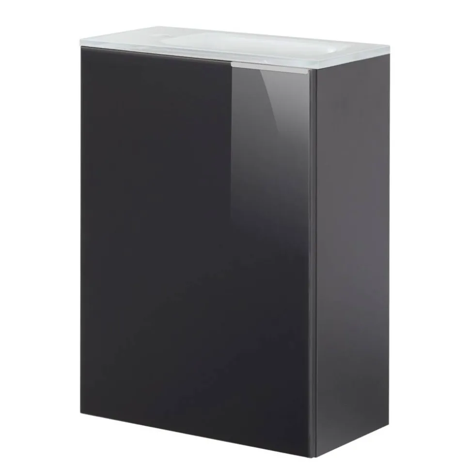 Waschbeckenunterschrank 'SBC' anthrazit glänzend 44 x 60 x 24,4 cm links