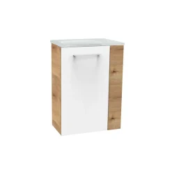 Waschbeckenunterschrank 'SBC' braun, weiß glänzend 44 x 60 x 24,3 cm links
