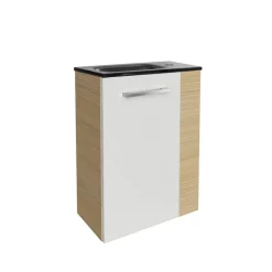 Waschbeckenunterschrank 'SBC' braun, weiß glänzend 44 x 60 x 24,3 cm links