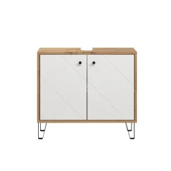 Waschbeckenunterschrank 'Touch' weiß, braun matt 69 x 61 x 33 cm