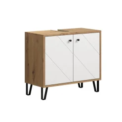 Waschbeckenunterschrank 'Touch' weiß, braun matt 69 x 61 x 33 cm