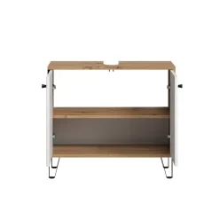 Waschbeckenunterschrank 'Touch' weiß, braun matt 69 x 61 x 33 cm