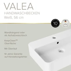 Waschtisch 'VALEA' weiß 56 x 38,5 cm