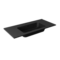 Waschtisch 'Vita' Gussmarmor mattschwarz 101 x 15,8 x 46,5 cm