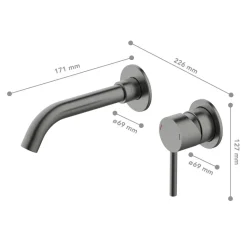 Waschtischarmatur 'Bow²' graphitfarben 12,7 cm