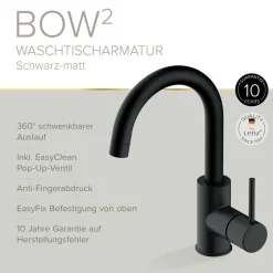 Waschtischarmatur 'Bow²' matt-schwarz