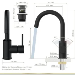 Waschtischarmatur 'Bow²' matt-schwarz