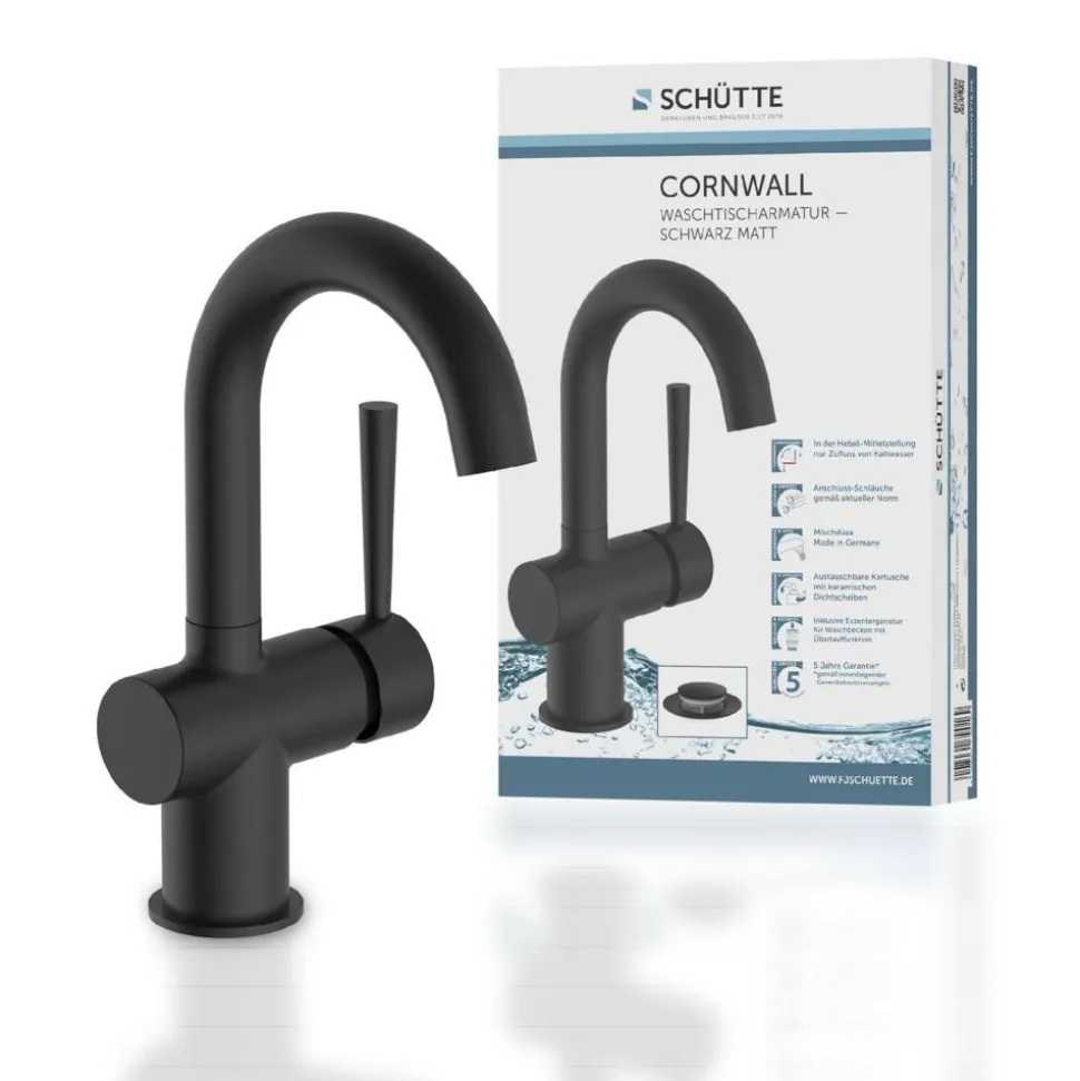 Waschtischarmatur 'Cornwall' schwarz matt