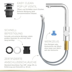 Waschtischarmatur 'Hoku' chromfarben